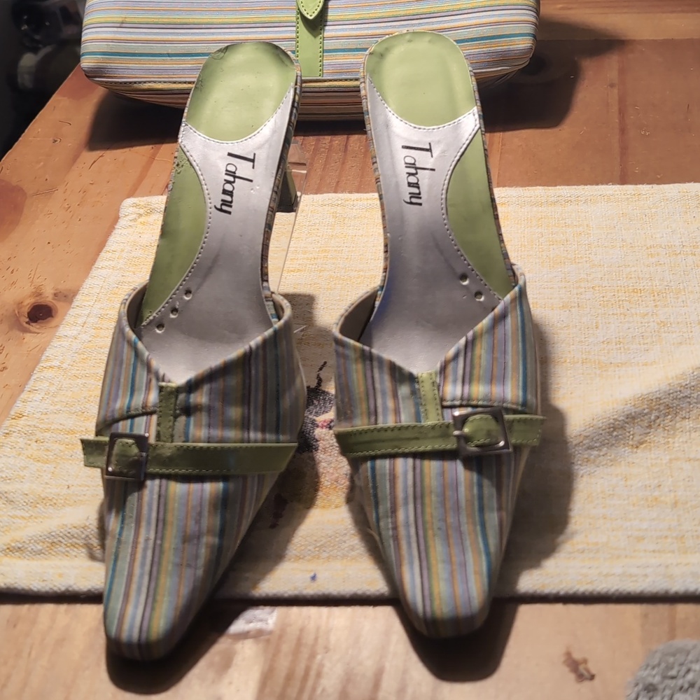 Tommy Hilfiger Multicolor Striped Heels With Matching Purse. This Is a Bundle. - Picture 3 of 4